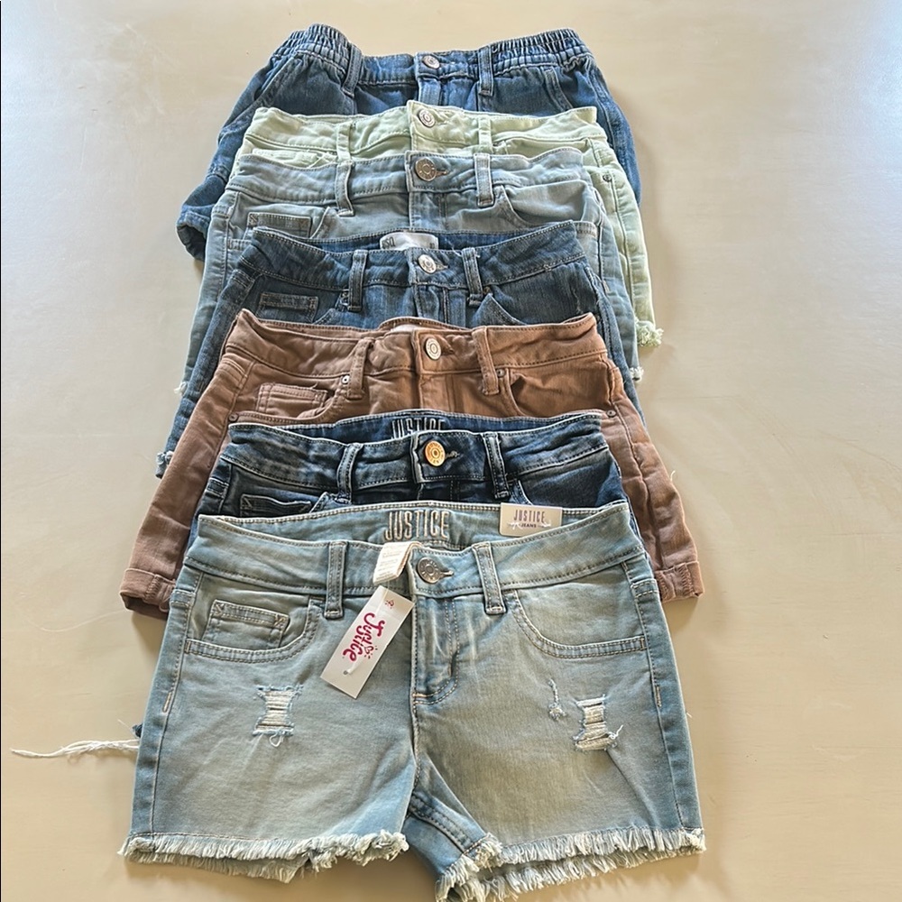 RSQ Girls Denim and Colored Shorts Lot - Light Blue, Dark Blue, Green, Brown